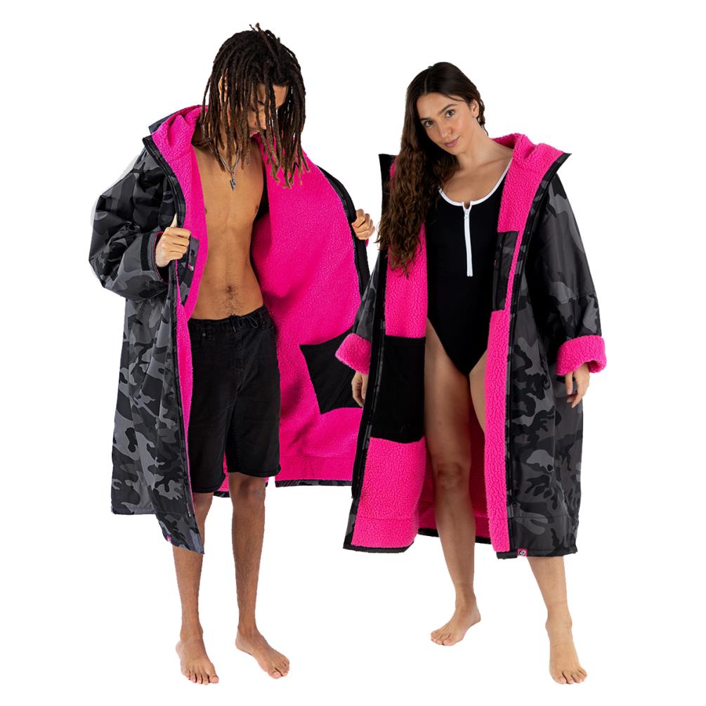 dryrobe Advance Long Sleeve Changing Robe - Black Camo / Pink   £165.00